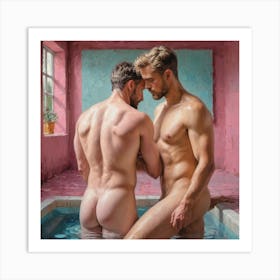 The Gay Love at Pool Art Print