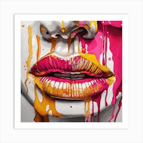 Dripping Lips Art Print
