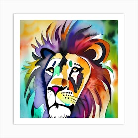 Watercolor Lion Art Print