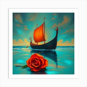 Rose On The Sea Art Print