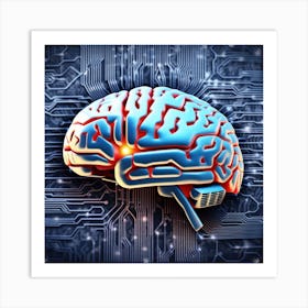 Brain On Circuit Board 14 Art Print