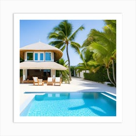 Beach House With A Pool Art Print