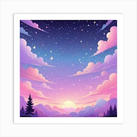 Sky With Twinkling Stars In Pastel Colors Square Composition 186 Art Print