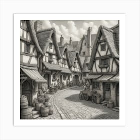 Medieval Village art Art Print