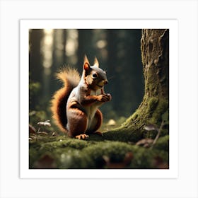 Red Squirrel In The Forest 57 Art Print