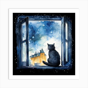 Cat Looking Out The Window 3 Art Print