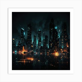 Cityscape At Night 11 Art Print