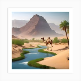 Camel In The Desert Art Print