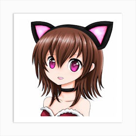 Cute Anime Girl With Cat Ears Art Print