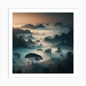 Mist In The Jungle Art Print