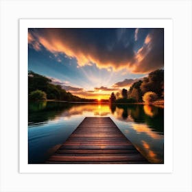 Sunset At The Dock Art Print