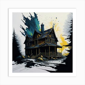 Colored House Ink Painting (39) Art Print