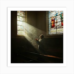 A Depiction Of A Spiritual Resurgence In The Scenery Of A Serene Church Backlit By Sunwashed Stain (2) Art Print