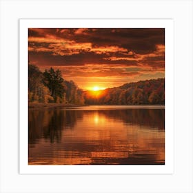 Sunset Over Lake Art Print