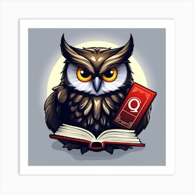 Owl With Book 1 Art Print