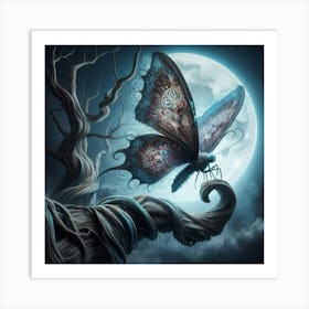 Butterfly In The Moonlight 1 Art Print