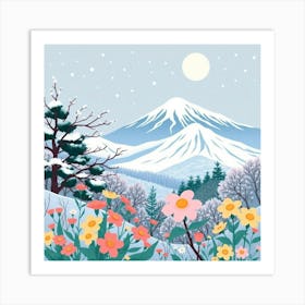 Winter Landscape with mountains Art Print