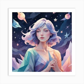 Polygonal Girl Art Print