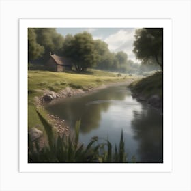 House By A River Art Print