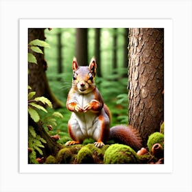 Squirrel In The Forest 16 Art Print