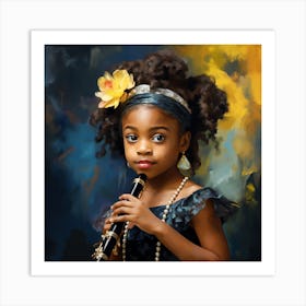 Little Girl Playing Clarinet Art Print