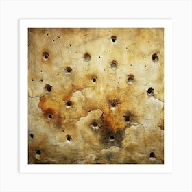 Weathered Concrete Wall With Bullet Holes Art Print