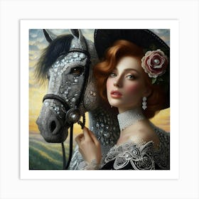 Woman With A Horse 1 Art Print