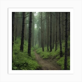 Foggy Forest Path 2 Art Print