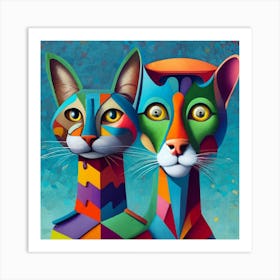 Two Puzzle Cats Art Print