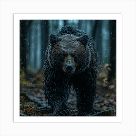 Grizzly Bear In The Rain Art Print