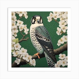 Ohara Koson Inspired Bird Painting American Kestrel 4 Square Art Print