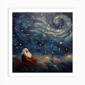 Starry Skies Santa Sonata Art Print