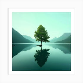 Lone Tree In A Lake Art Print