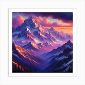 Sunset Mountain Range Art Print