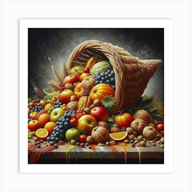 Fruit Grape Apple Nut Orange Food Art Print