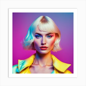 Beautiful Young Woman In Neon Colors Art Print