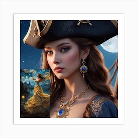 Woman In A Pirate Hat Art Print