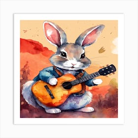 Rabbit Playing Guitar Art Print