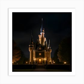 Disney Castle At Night Art Print