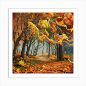 A Vivid Psychedelic Illustration Of An Autumn Fore Il07txhfq9cj6yf31 C0pw O3o23mestc2s9vwx8ahxww Art Print