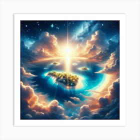 Spaceship In The Clouds Art Print