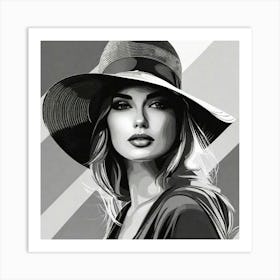 Portrait Of A Woman In A Hat Art Print