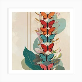 Butterflies On A Branch 5 Art Print