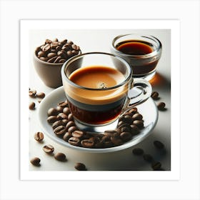 Coffee And Coffee Beans 1 Art Print