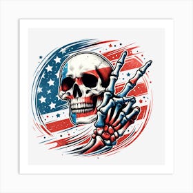 American Flag Skull 9 Art Print