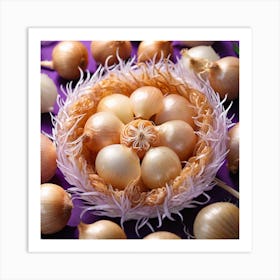 White Onions In A Basket Art Print