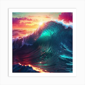 Ocean Wave At Sunset 1 Art Print