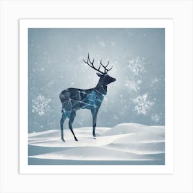 Deer In The Snow, Rein deer, Christmas deer art, Christmas vector art, Vector Art, Christmas art, Christmas Art Print