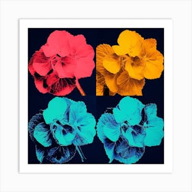 Andy Warhol Style Pop Art Flowers Hydrangea 1 Square Art Print