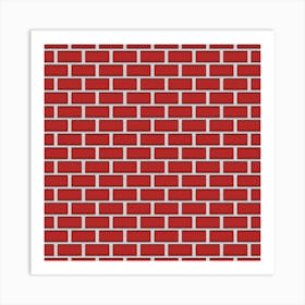 Realistic Red Brick Wall Art Print